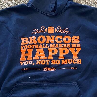 Broncos Blue Orange Football Makes Me Happy You Not So Much Sweatshirt Hoodie 2XL
