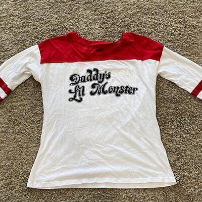 Suicide Squad Daddy's Little Monster Harley Quinn 3/4 Sleeve Baseball Tee Tshirt XL Cosplay