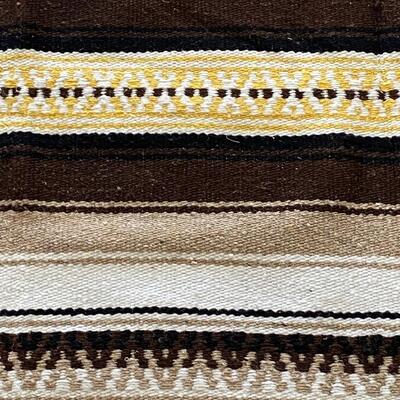 Brown White Tan Yellow Mexican Blanket 5x8 Fringe Edge Falsa Serape