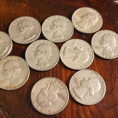 Lot 47: Assortment of (10) Pre-1965 #1 90% Silver Quarters