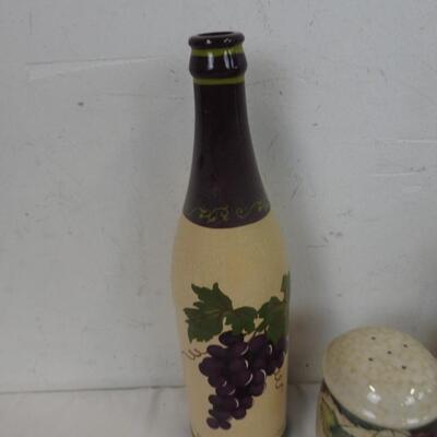 Wine Themed: Decorative Bottle, Salt & Pepper Shaker, 3 8