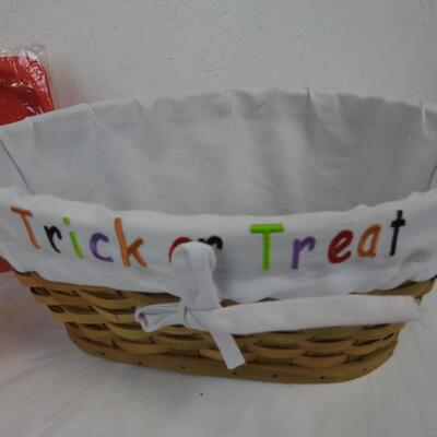Halloween Decor: Trick or Treat Basket, Face Mask, Candle w/ Holder, Pans - New