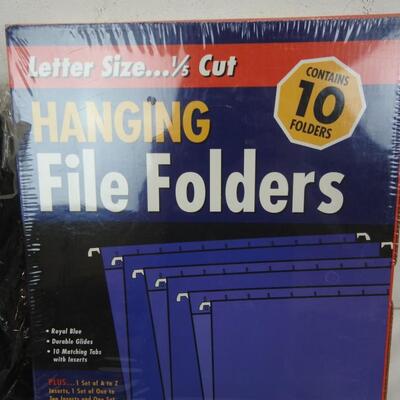 Office Supplies: 10 Hanging File Folders, Index Cards, Black Leather Bag - New
