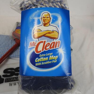 Red Broom, Mr Clean Cotton Mop, Laundry Bag - New