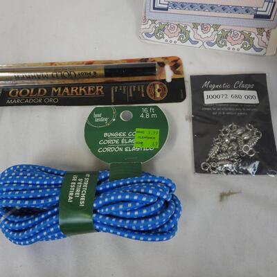 Crafts Lot; Thread, Scrapbook, Bungie Cord, Gold Marker and Magnet Clasps - New