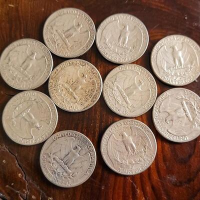 Lot 49: Assortment of (10) Pre-1965 90% Silver Quarters LOT #3