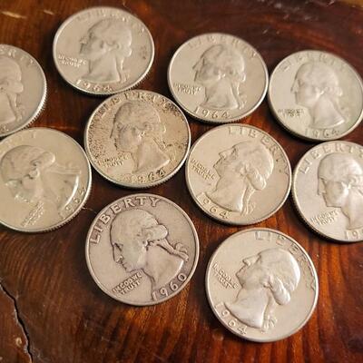 Lot 49: Assortment of (10) Pre-1965 90% Silver Quarters LOT #3