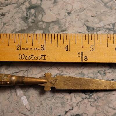 Lot 50: Vintage Trench Folk Art Ammunition Cartridge Dagger Letter Opener REIMS France WW2