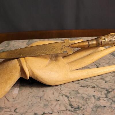 Lot 50: Vintage Trench Folk Art Ammunition Cartridge Dagger Letter Opener REIMS France WW2