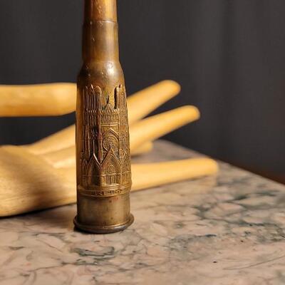 Lot 50: Vintage Trench Folk Art Ammunition Cartridge Dagger Letter Opener REIMS France WW2