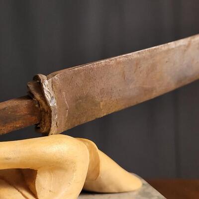 Lot 51: Antique Handcrafted Folk Art Bone Segment Handle Large Knife - Perfect Restoration Project