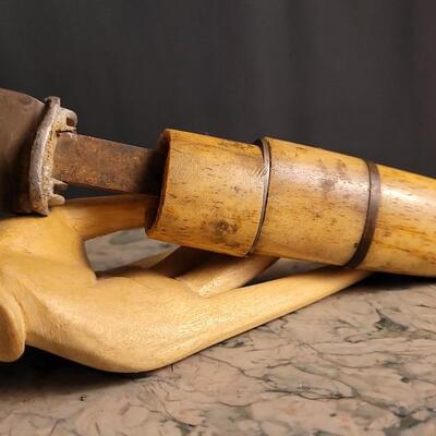Lot 51: Antique Handcrafted Folk Art Bone Segment Handle Large Knife - Perfect Restoration Project
