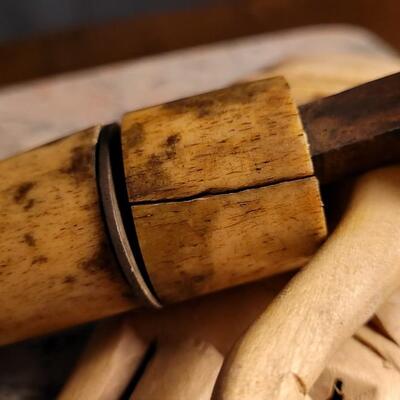 Lot 51: Antique Handcrafted Folk Art Bone Segment Handle Large Knife - Perfect Restoration Project