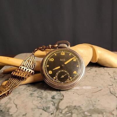Lot 52: Vintage WESTCLOX Pocket Ben Watch w/ Fancy Art Deco Fob