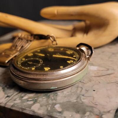 Lot 52: Vintage WESTCLOX Pocket Ben Watch w/ Fancy Art Deco Fob