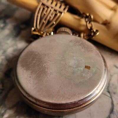 Lot 52: Vintage WESTCLOX Pocket Ben Watch w/ Fancy Art Deco Fob
