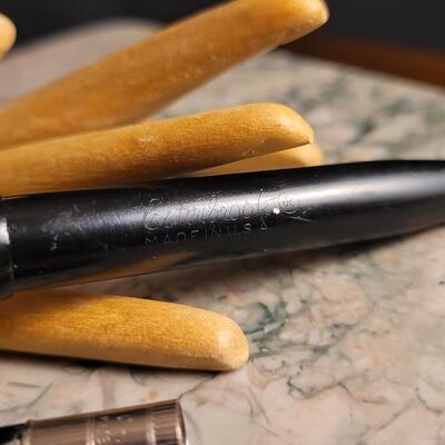 Lot 53: Vintage Office Desk Writing Set - (2) Saint John's Military Academy Mechanical Pencils + ESTERBROOK Fountain Pen