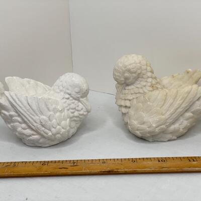 Bisque birds, angels and stand