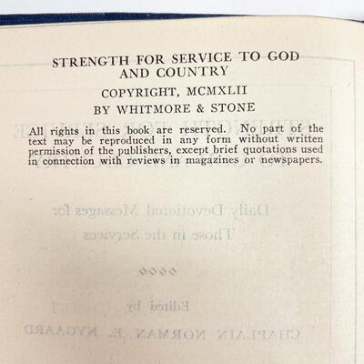 1942 â€œSTRENGTH FOR SERVICE TO GOD AND COUNTRYâ€ MILITARY DEVOTIONAL BOOK