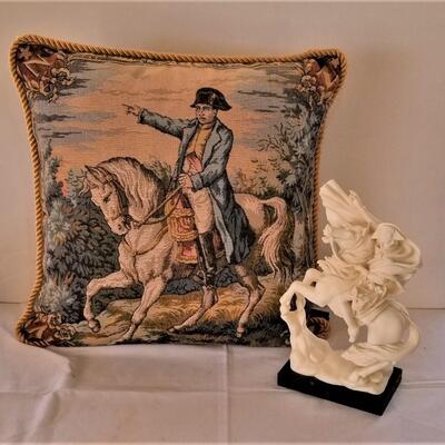 Lot #114  Large NAPOLEON Decorative Cushion and Decorative Napoleon figure