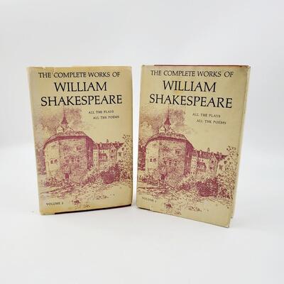 THE COMPLETE WORKS OF WILLIAM SHAKESPEARE VOL 1 & 2 BOOK CLUB EDITION HARDBACK BOOKS