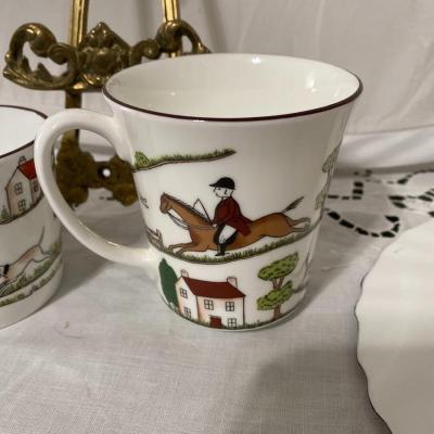 Staffordshire and Coalport Hunting Scene Fox Hunt Fine Bone China