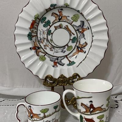 Staffordshire and Coalport Hunting Scene Fox Hunt Fine Bone China