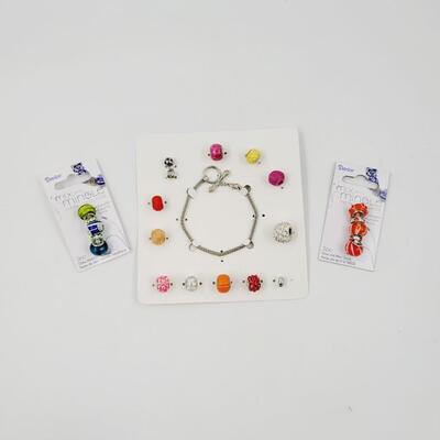 PANDORA STYLE BRACELECT W/ ADDITIONAL BEADS