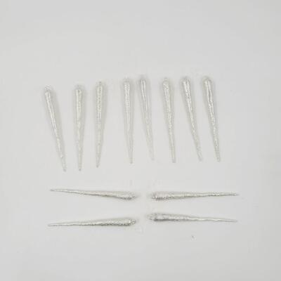 BEAUTIFUL GLITTER ICICLE ORNAMENTS 12PC