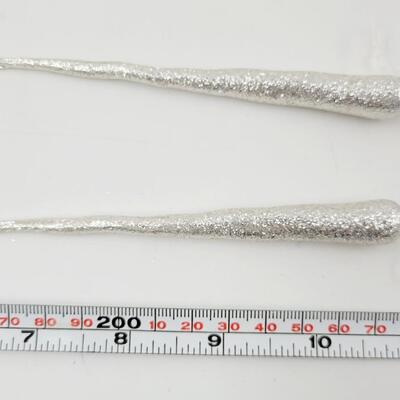 BEAUTIFUL GLITTER ICICLE ORNAMENTS 12PC