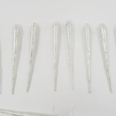BEAUTIFUL GLITTER ICICLE ORNAMENTS 12PC