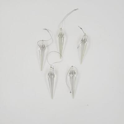 CRYSTAL ICICLE ORNAMENTS 5PC