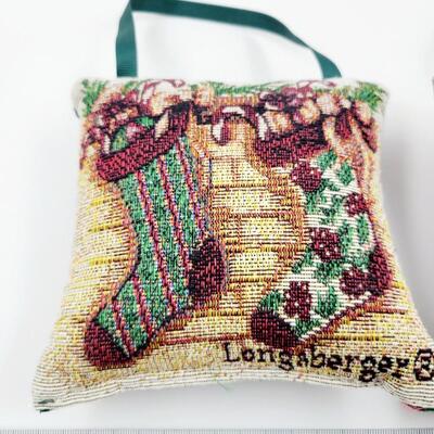 2 LONGABERGER CHRISTMAS TAPESTRY ORNAMENTS / DOOR HANGERS