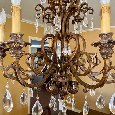 Tuscan chandelier with crystals