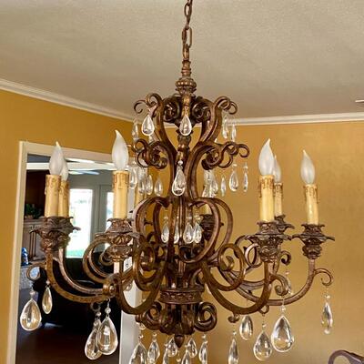 Tuscan chandelier with crystals