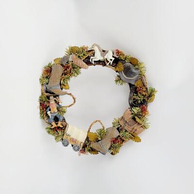 COWBOY & HORSES ANY HOLIDAY WREATH