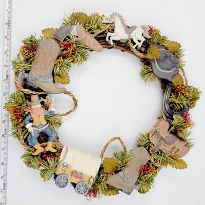 COWBOY & HORSES ANY HOLIDAY WREATH