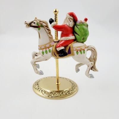 HOMCO SANTA ON A CAROUSEL HORSE DECOR