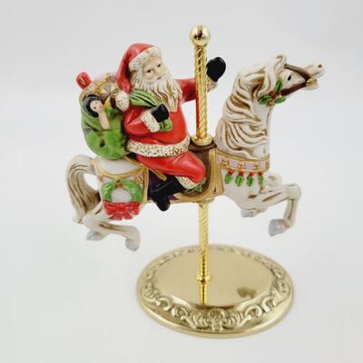 HOMCO SANTA ON A CAROUSEL HORSE DECOR