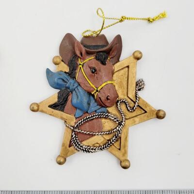HOLIDAY HORSE THEMED ORNAMENTS 3PC