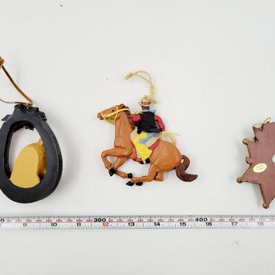 HOLIDAY HORSE THEMED ORNAMENTS 3PC