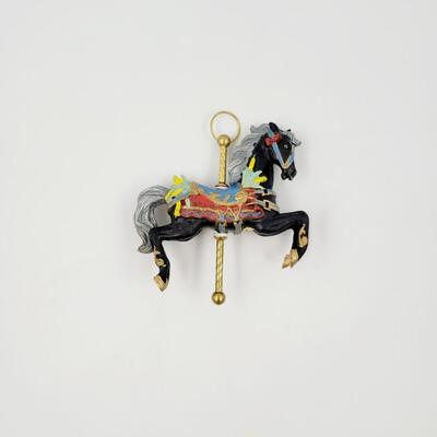 BLACK CAROUSEL HORSE ORNAMENT