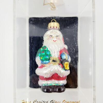 DESIGNER STUDIO HAND CRAFTED GLASS SANTA CLAUS ORNAMENT