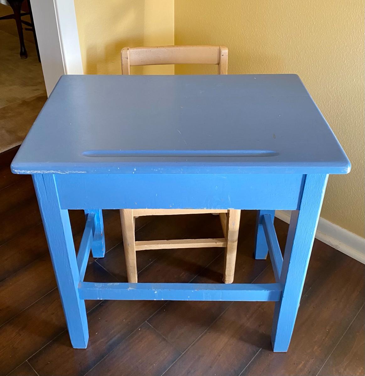 Antique school house desk and chair