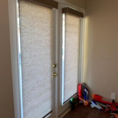 All window covers, curtain panels, and Roman shades