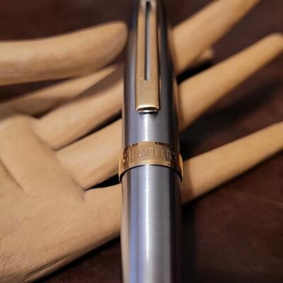 Lot 86: Vintage SCHEAFFER'S Fountain Pen Chrome Case w/ Gold Trim