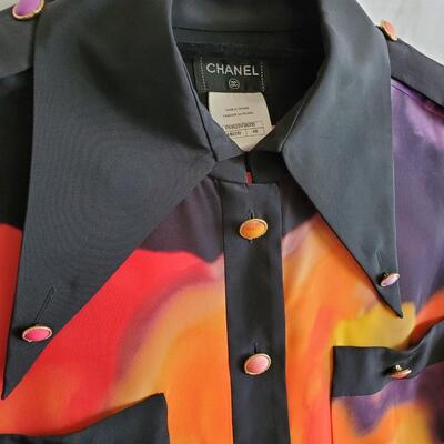 Chanel Silk Abstract Sleeveless Blouse