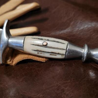Lot 90: Vintage Handcrafted Made in Mexico Boot or Belt Dagger Knife w/ Leather Sheath