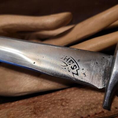 Lot 90: Vintage Handcrafted Made in Mexico Boot or Belt Dagger Knife w/ Leather Sheath