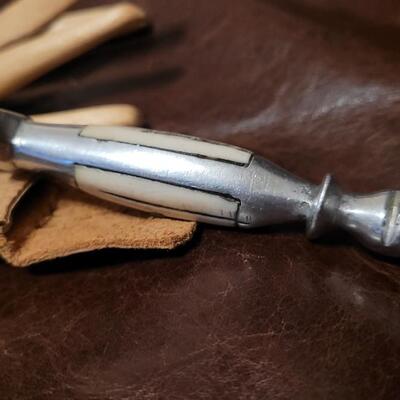 Lot 90: Vintage Handcrafted Made in Mexico Boot or Belt Dagger Knife w/ Leather Sheath